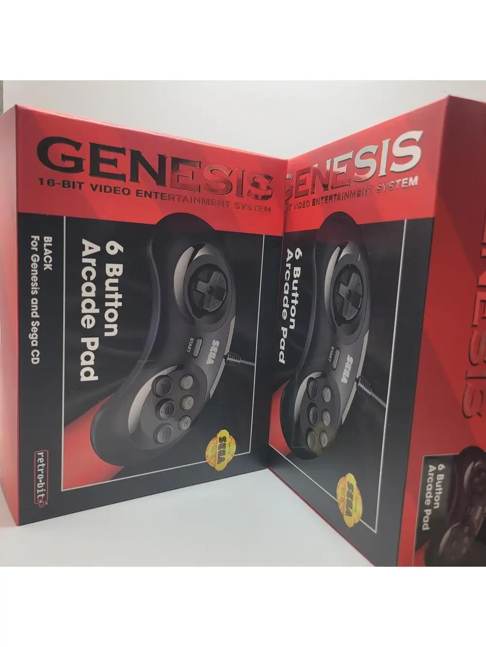 2x Official Retro-Bit Sega Genesis Controllers by Retro-Bit - Black